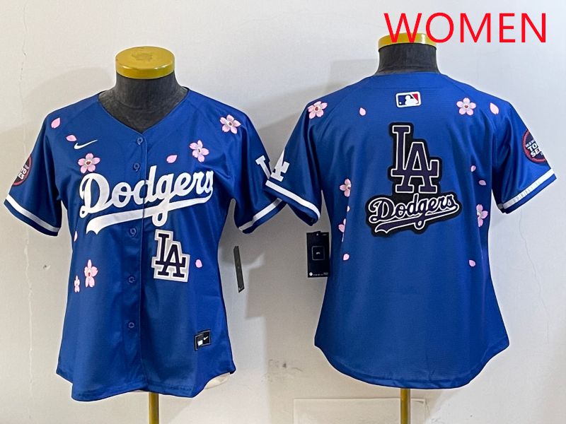 Women Los Angeles Dodgers Blank Blue Sakura Edition 2025 Nike MLB Jersey style 24